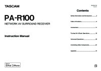Tascam PA-R100 - Owners Manual